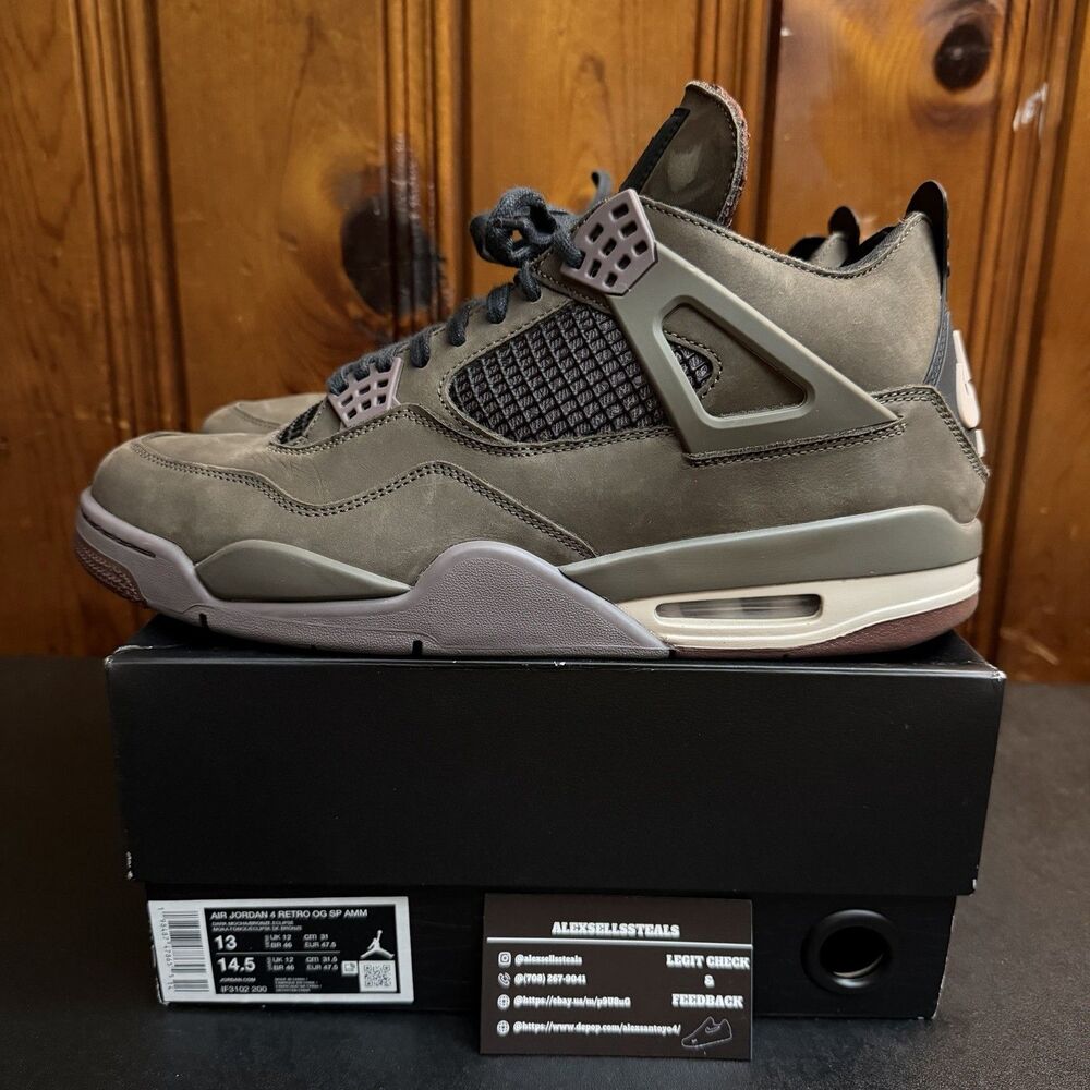 A Ma Maniere x Air Jordan 4 Retro Dark Mocha Size 13 Men IF3102-200 OG ALL USED
